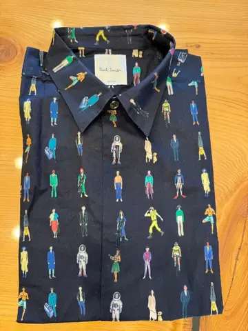 Paul Smith M 네이비 인물 패턴 셔츠