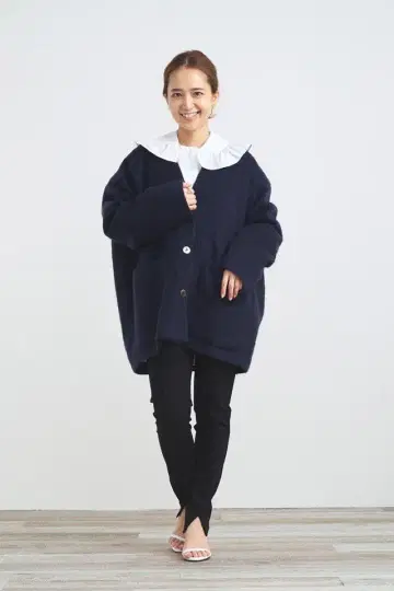 yori 울 모헤어 샤기 자켓 네이비