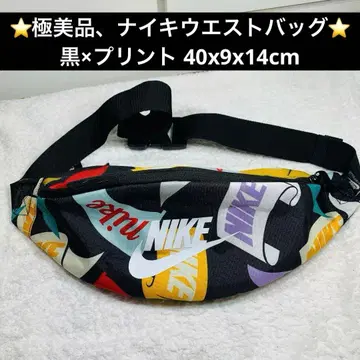컨디션 최상, 나이키 힙색 블랙 x 프린트 40x9x14cm