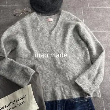 새상품급 마오메이드 울알파카 혼방 V넥 니트 스웨터