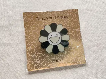새상품 무라카미 다카시 꽃 블랙 화이트 플라워 핀 배지 대 37mm