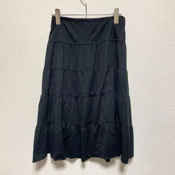 유니클로 티어드 플레어 스커트 블랙 M 사이즈