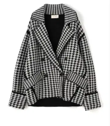 DES PRES 데프레 더블 페이스 자켓 니트 하운드투스 체크 패턴