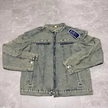 그레이 데님 자켓 지퍼 포함