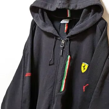 푸마 페라리 로고 풀 집업 후드티 블랙 XL 구제 의류