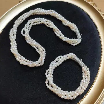 CP24 펄 목걸이 팔찌 세이드 실버 5연