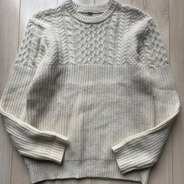 SCHOTT 달 컬러 크루넥 케이블 니트 코튼 니트 세이지