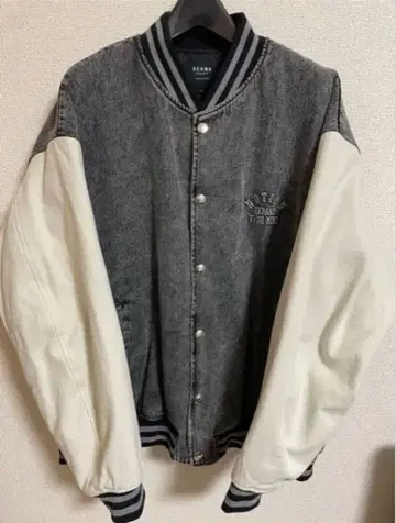 데님 바시티 자켓 그레이/화이트 L 사이즈 상당