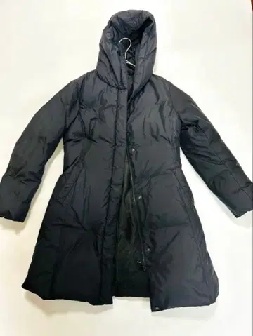유니클로 블랙 후드 부착 롱 다운 자켓 코트 L 사이즈 세탁 가능