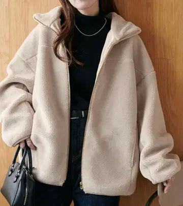 [ 금기 ] DISCOAT 깔끔한 보아 스탠드 블루종 베이지