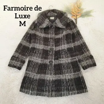 라모 월드 럭스 여성용 울 코트 (M) 블랙 화이트 패턴 샤기 코트