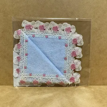 라이트 블루 스누피 긴자와 레이스 손수건