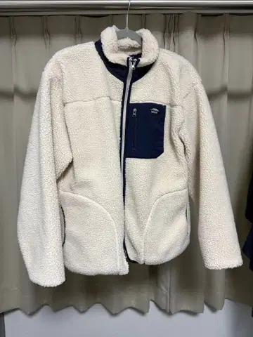 OUTDOOR 플리스 자켓 LARGE 아이보리/네이비