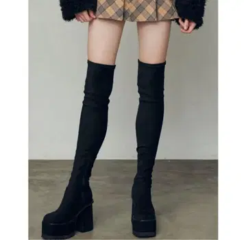 EMODA 블랙 니하이 부츠