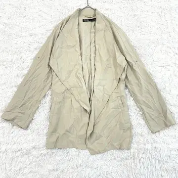 ZARA 자라 스프링 코트 M 라이트 베이지 오픈 프론트 끈 포함