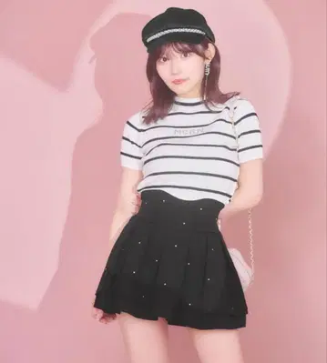 미셸 마카롱 슬림 레그 스커트 비쥬 부착