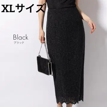 미미그랑 롱 기장 타이트 스커트 스트레치 레이스 블랙 XL 사이즈