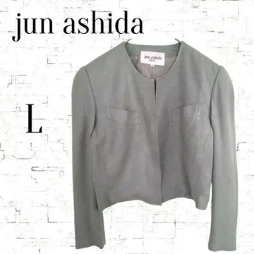 [준 아시다] 실크 혼방 노카라 자켓 라이트 모스그린 L