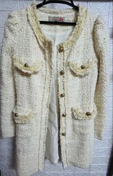 antoyou 아이보리 트위드 코트 롱 코트 캬바쿠라 결혼식