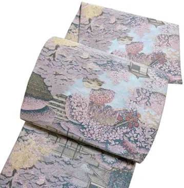 A 178 새상품급 후쿠로 오비 전통 무늬 풍경 문양 순수 실크 기모노