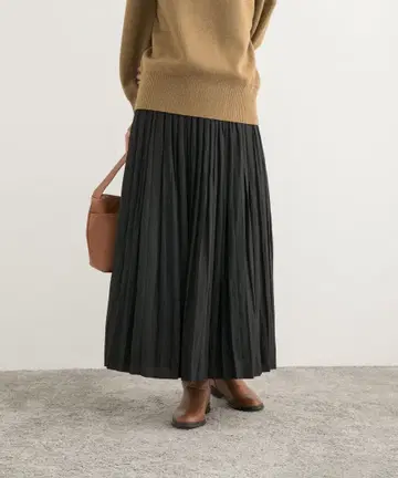 랜덤 플리츠 롱 스커트