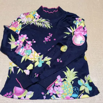 LEONARD 플라워 프린트 긴팔 T셔츠 네이비 레오나르