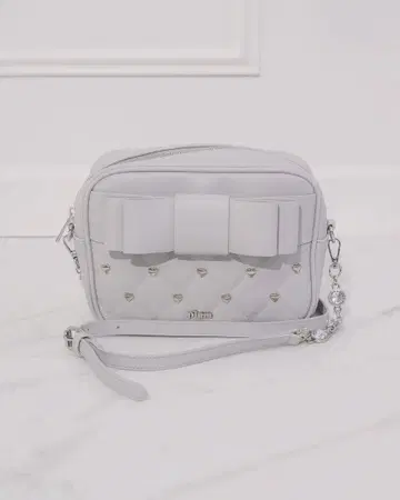 pium 하트 퀼팅 리본 미니백