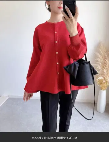 &NOSTALGIA 페플럼 튜닉 가디건 M 빨간색 RED