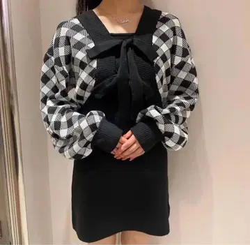 BUBBLES 리본 가디건 앙상블 원피스