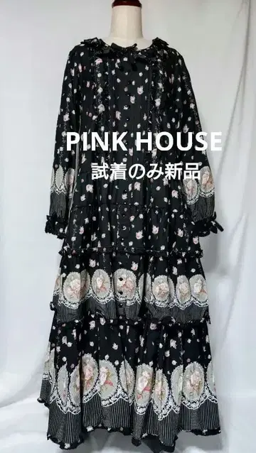 [ 시착만 한 새상품 ] PINK HOUSE 장미 프레임 프린트 원피스