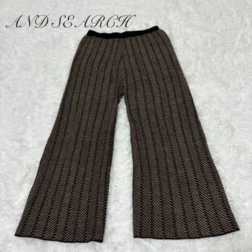 [앤드서치] 와이드 니트 팬츠 허리밴딩 올 패턴 화려한 M 올 패턴