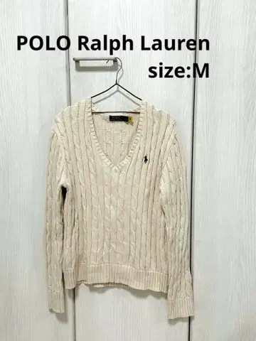 POLO 랄프 로렌 케이블 니트 V넥 스웨터