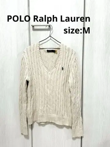 POLO 랄프 로렌 케이블 니트 V넥 스웨터