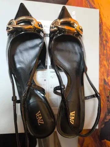 ZARA 키튼 힐 슬링백 슈즈 체인