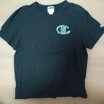 [ Champion ] 컬러풀 로고 블랙 T셔츠 L 사이즈