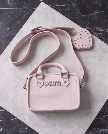 pium 하트 파우치 포함 미니 보스턴 백