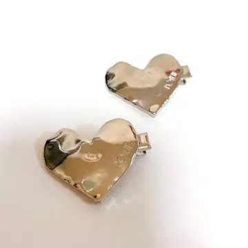 potete 헤어 클립 메탈 하트 실버