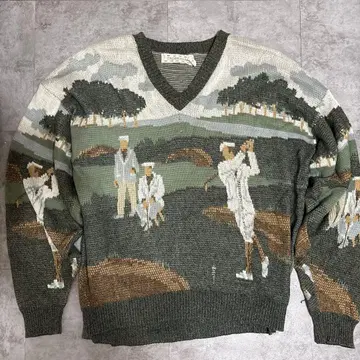 즉시 구매 CROSSINGS 풍경 무늬 V넥 스웨터