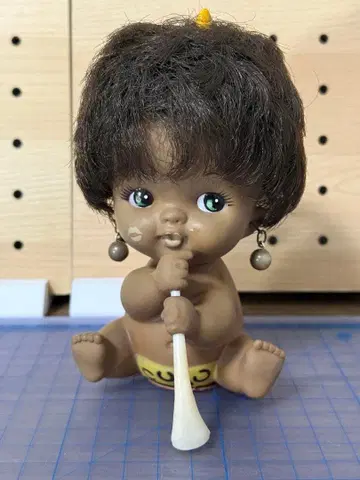 [ 쇼와 레트로 ] 일각 귀 브라운 갈색 소프트 비닐 인형