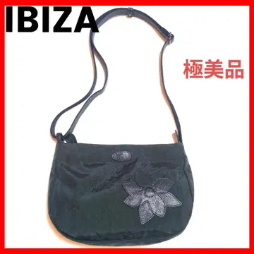 컨디션 최상 IBIZA 이비자 숄더백 모스그린 짙은 녹색 나일론 가죽