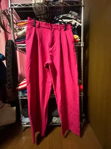 핑크 투 턱 캐주얼 팬츠