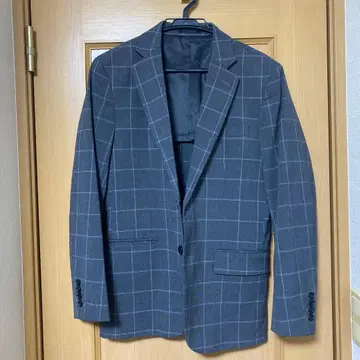 그레이 체크 무늬 3종 세트 수트 셋업