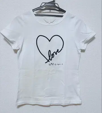 하트 프린트 화이트 T셔츠 TU