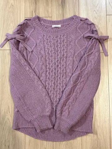 WILLSELECTION 퍼플 케이블 니트 스웨터