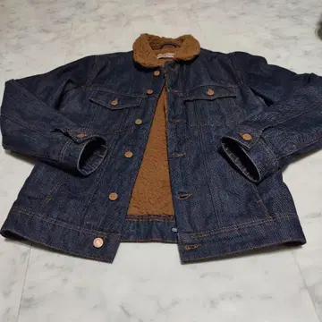 ZARA DENIM 보아 카라 부착 다크 블루 데님 자켓