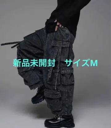 미개봉 새상품 [ ADRER ] 데님 파라슈트 카고 팬츠 블랙 사이즈 M