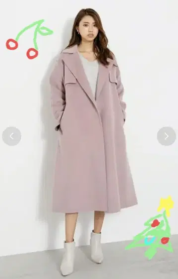 rienda 플랩 울 롱 코트 핑크