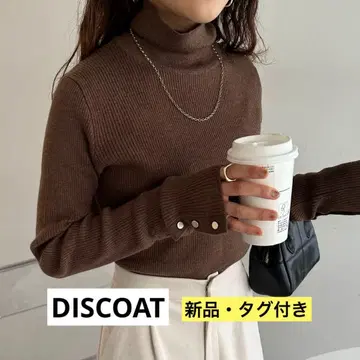 [ 새상품 ] DISCOAT 리브 소매 버튼 터틀