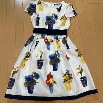 M'SGRACY 꽃무늬 반팔 플레어 원피스