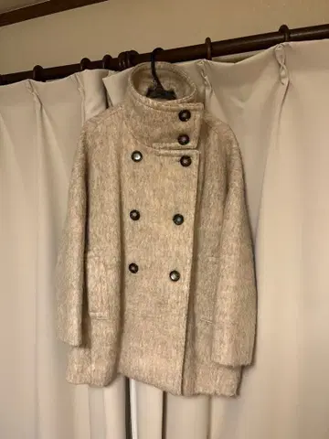 울 혼방 더블 브레스트 코트 베이지